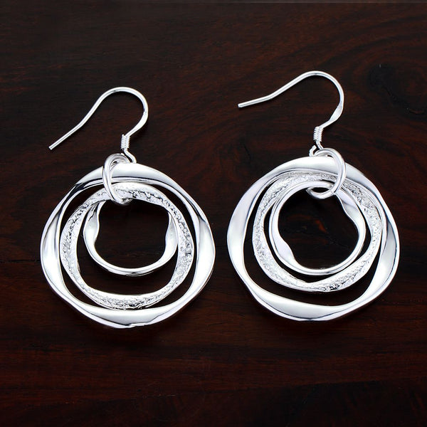 Lucky Silver - Silver Designer 3 Ring Earrings - LOCAL STOCK - LSE542