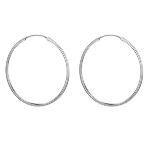 Lucky Silver - Silver Designer Thin Round Hoop Earrings - LOCAL STOCK - LSE570