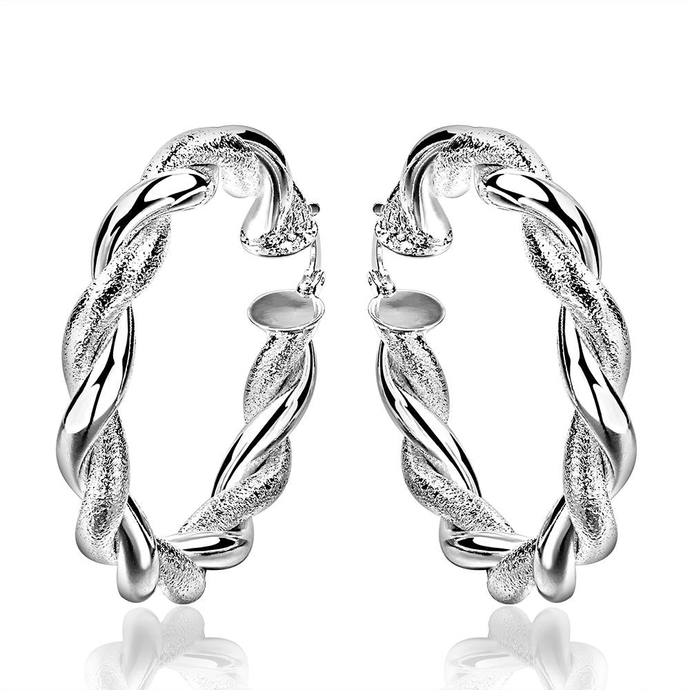 Lucky Silver - Silver Designer Twisted Round Hoop Earrings - LOCAL STOCK - LSE591