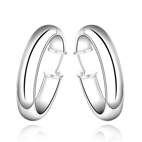 Lucky Silver - Silver Designer Smooth Hoop Earrings - LOCAL STOCK - LSE595