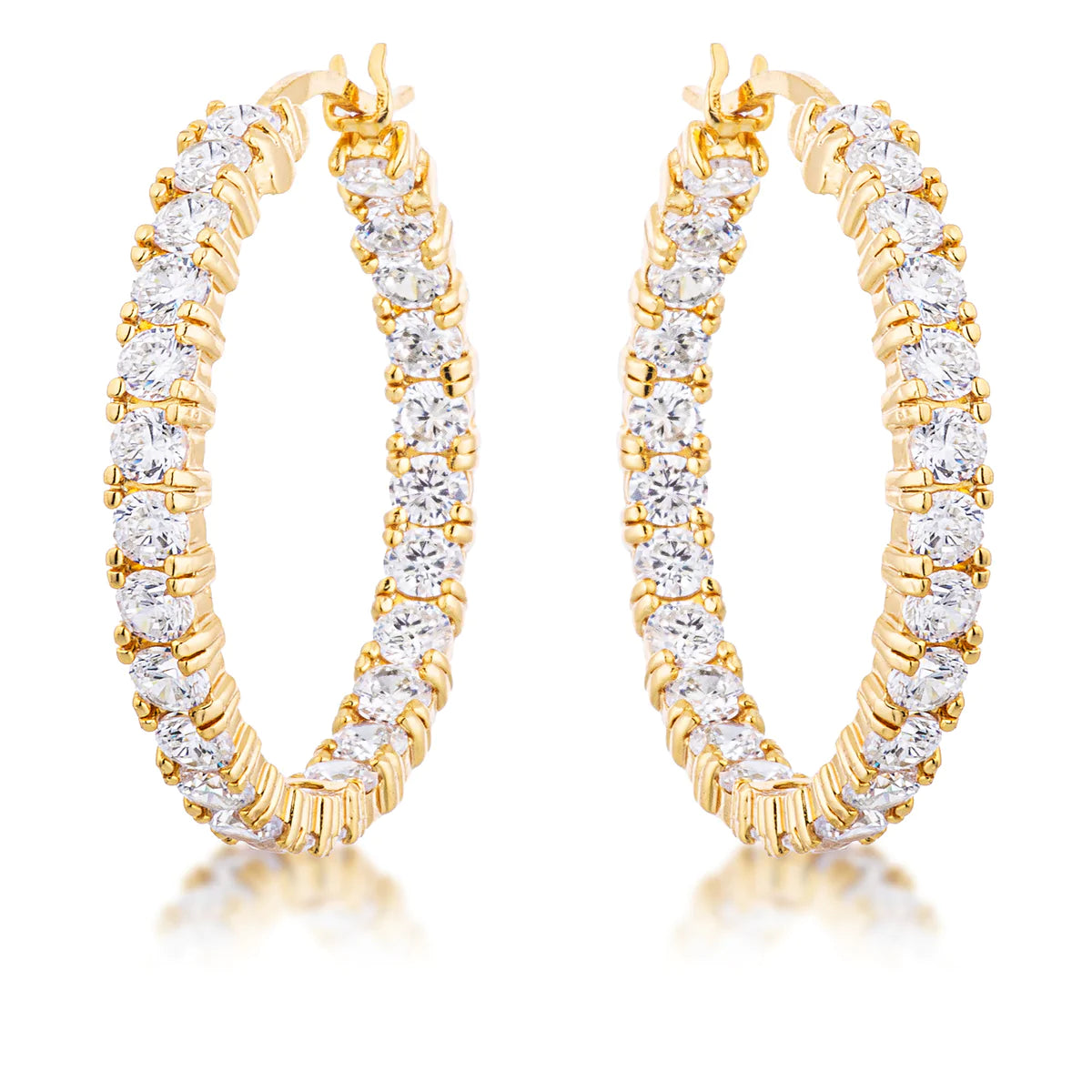 USA IMPORT 18k Gold Plated Eternity Hoop Earrings LS E01165G-C01