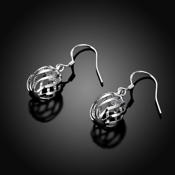 Lucky Silver - Silver Designer Hollow Ball Earrings - LOCAL STOCK - LSE643