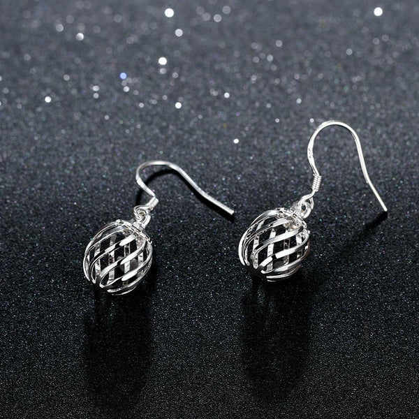 Lucky Silver - Silver Designer Hollow Ball Earrings - LOCAL STOCK - LSE643