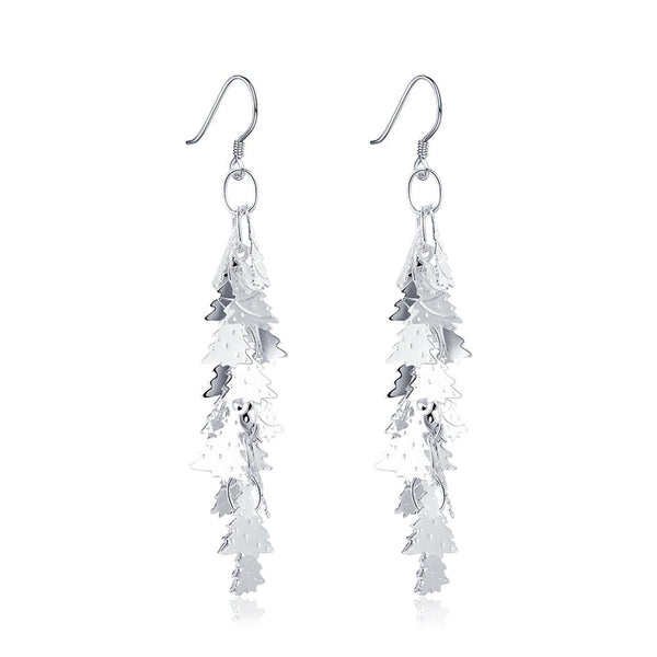 Lucky Silver - Silver Designer Christmas Tree Dangle Earrings - LOCAL STOCK - LSE673