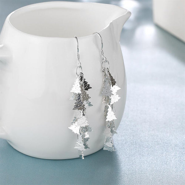 Lucky Silver - Silver Designer Christmas Tree Dangle Earrings - LOCAL STOCK - LSE673