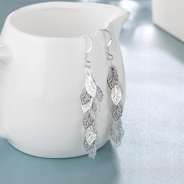 Lucky Silver - Silver Designer Delicate Leaf Earrings - LOCAL STOCK - LSE674