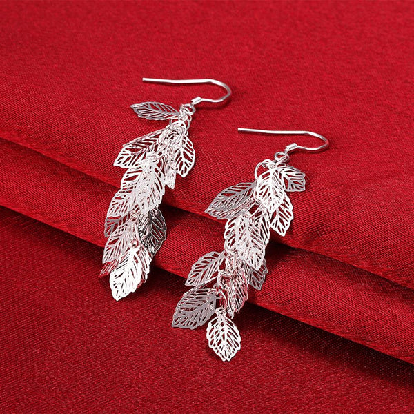 Lucky Silver - Silver Designer Delicate Leaf Earrings - LOCAL STOCK - LSE674