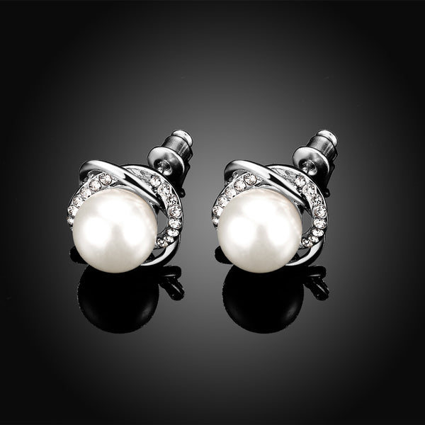 White Gold Earrings LSE873