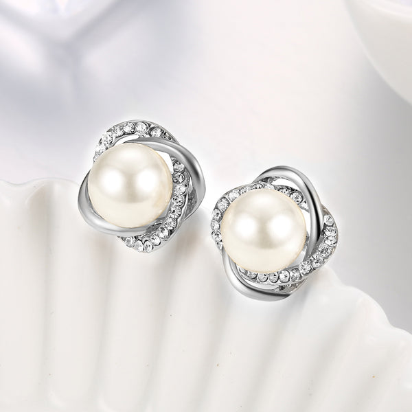 White Gold Earrings LSE873