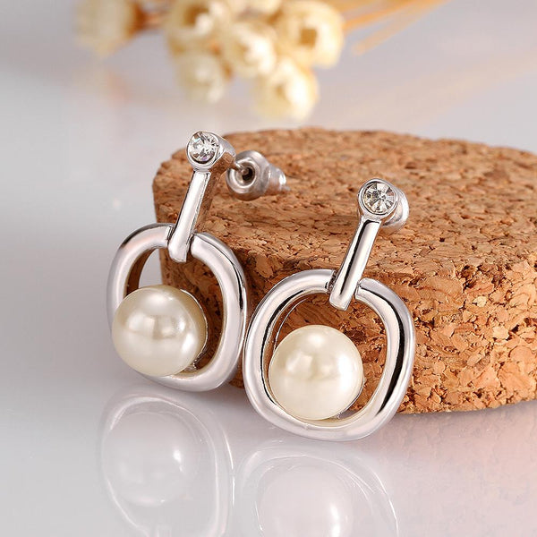 White Gold Earrings LSE994