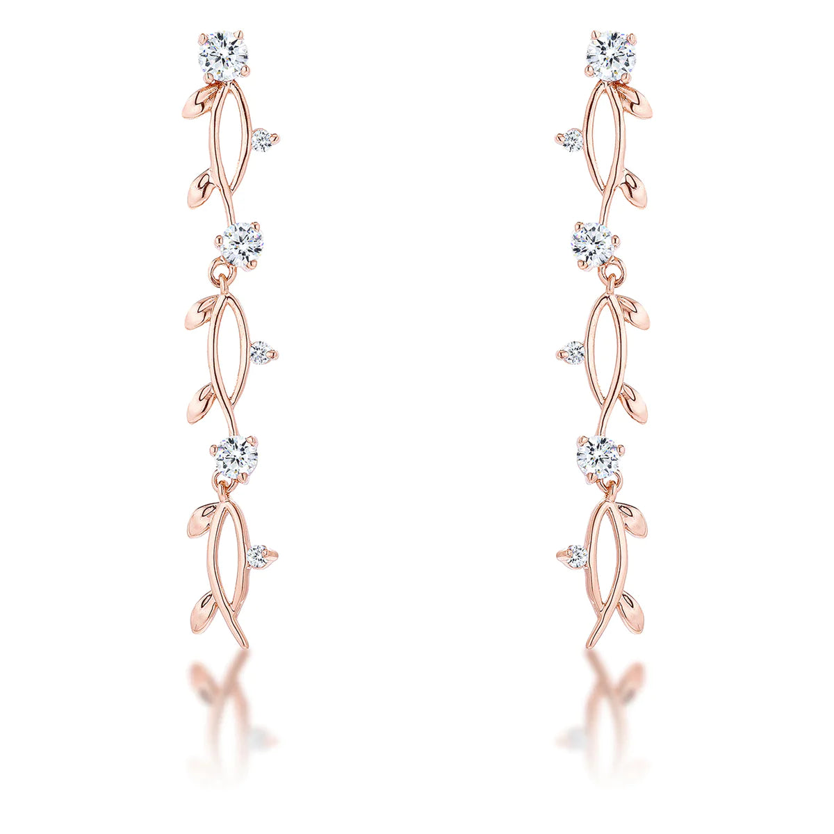 USA IMPORT 1.1Ct Vine Design Rose Gold Plated Earrings LS E01889A-C01