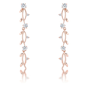 USA IMPORT 1.1Ct Vine Design Rose Gold Plated Earrings LS E01889A-C01