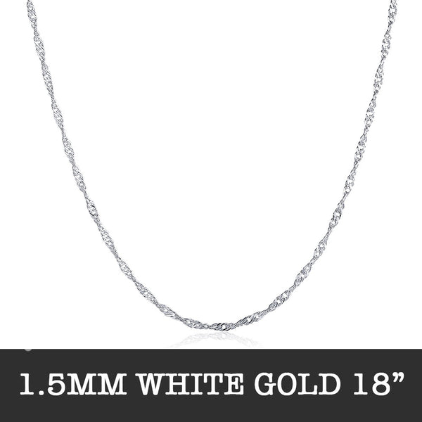 White Gold Chain 18inch 1.5mm LSC023