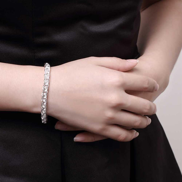 Lucky Silver - Silver Designer Weave Bracelet 6mm - LOCAL STOCK - LSH070