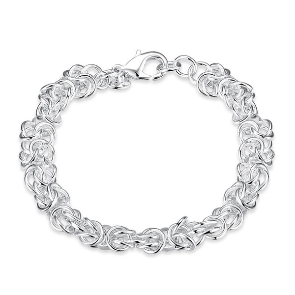 Lucky Silver - Silver Designer Round Linked Bracelet with Lobster Clasp - LOCAL STOCK - LSH073