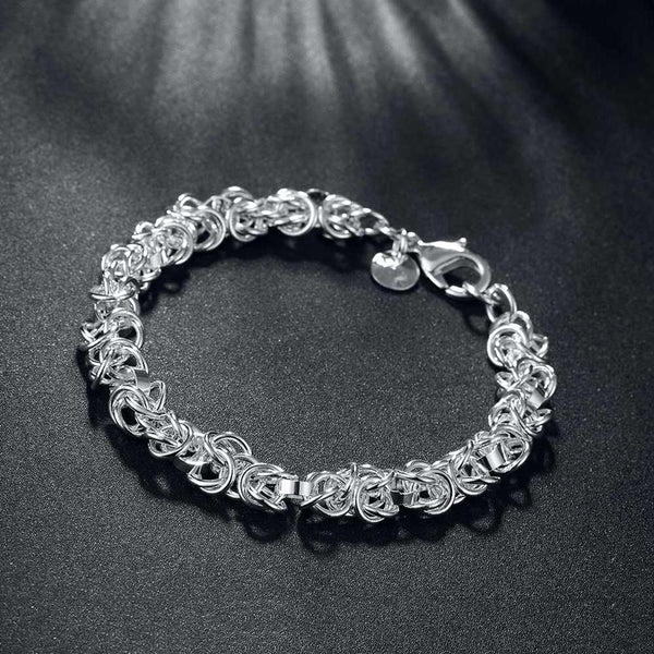 Lucky Silver - Silver Designer Round Linked Bracelet with Lobster Clasp - LOCAL STOCK - LSH073