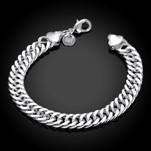 Lucky Silver - Silver Designer Flat Curb Unisex Bracelet - LOCAL STOCK - LSH102