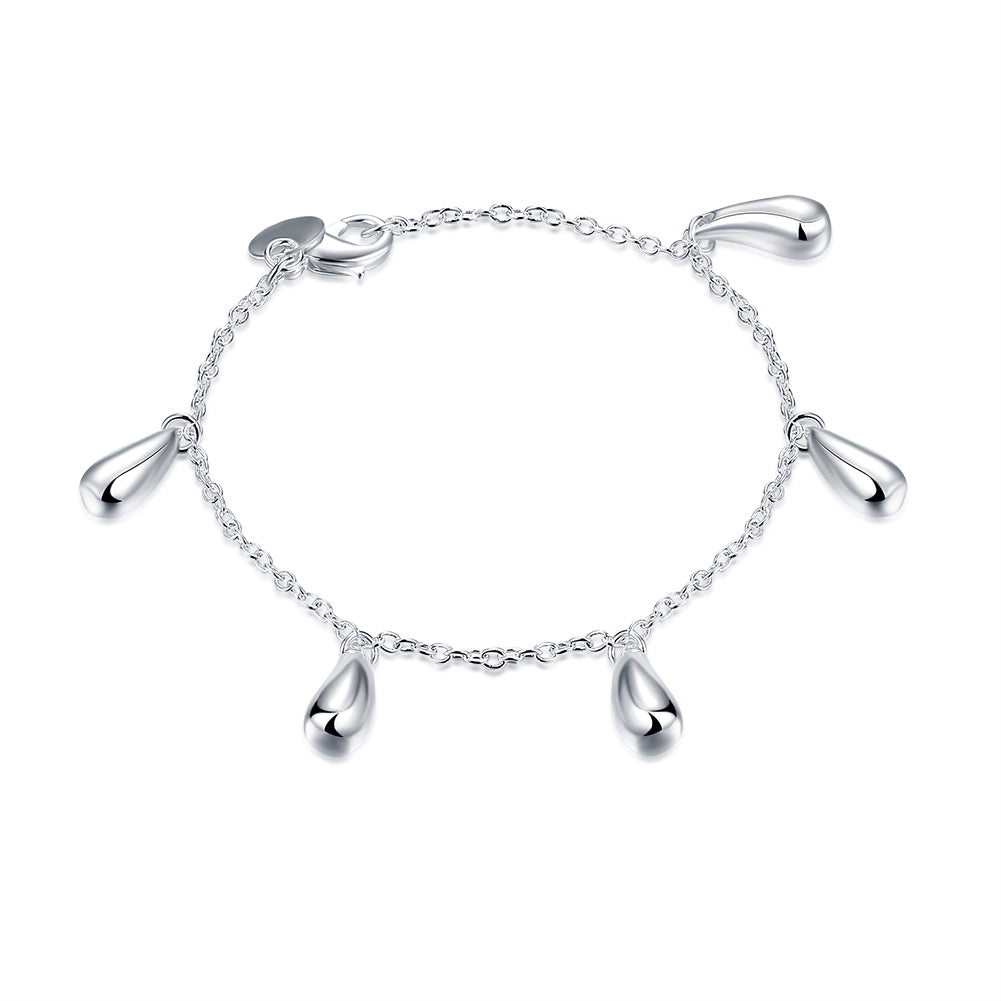 Lucky Silver - Silver Designer Tiny Tear Drop Charm Bracelet - LOCAL STOCK - LSH218