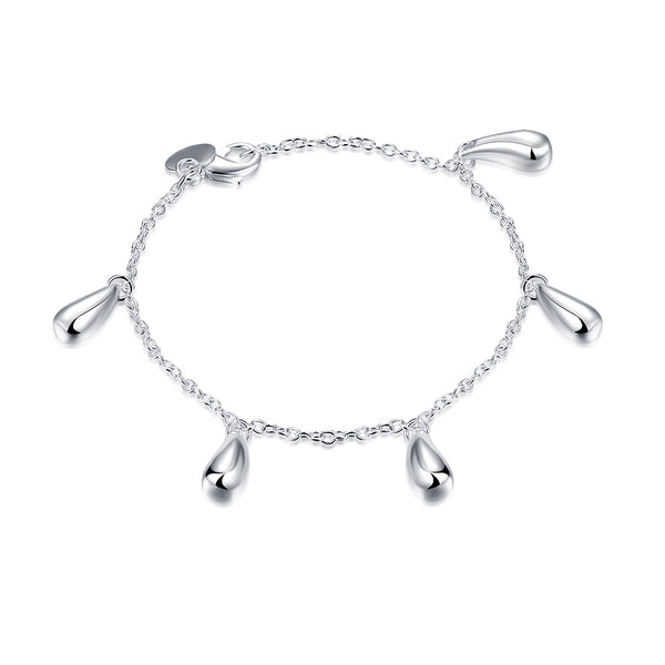 Lucky Silver - Silver Designer Tiny Tear Drop Charm Bracelet - LOCAL STOCK - LSH218