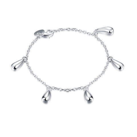 Lucky Silver - Silver Designer Tiny Tear Drop Charm Bracelet - LOCAL STOCK - LSH218