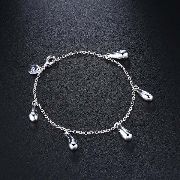 Lucky Silver - Silver Designer Tiny Tear Drop Charm Bracelet - LOCAL STOCK - LSH218