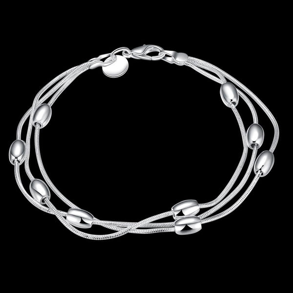 Lucky Silver - Silver Designer 3 String Bracelet with Beads - LOCAL STOCK - LSH236