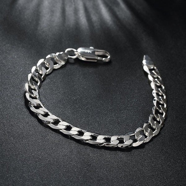 Lucky Silver - Silver Designer Unisex Curb Bracelet - LOCAL STOCK - LSH246