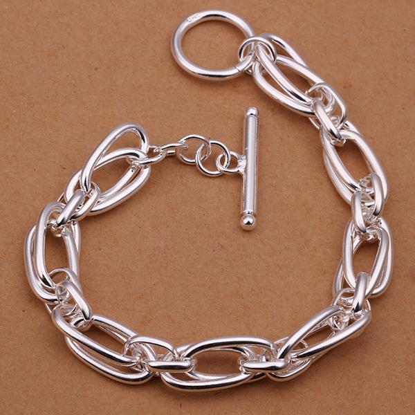 Lucky Silver - Silver Designer Double Oval Round Link Bracelet with Toggle Clasp - LOCAL STOCK - LSH320