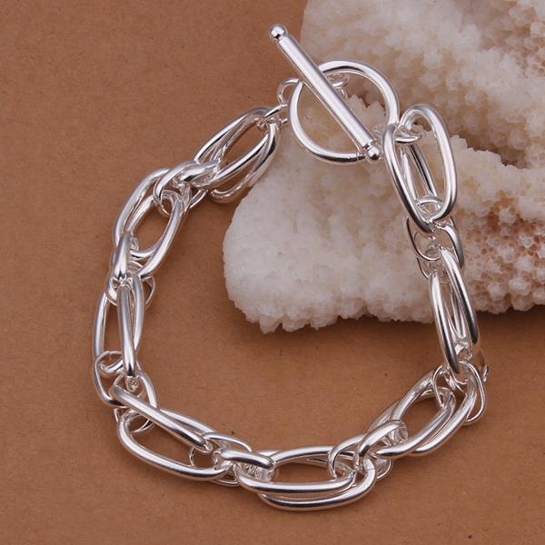 Lucky Silver - Silver Designer Double Oval Round Link Bracelet with Toggle Clasp - LOCAL STOCK - LSH320