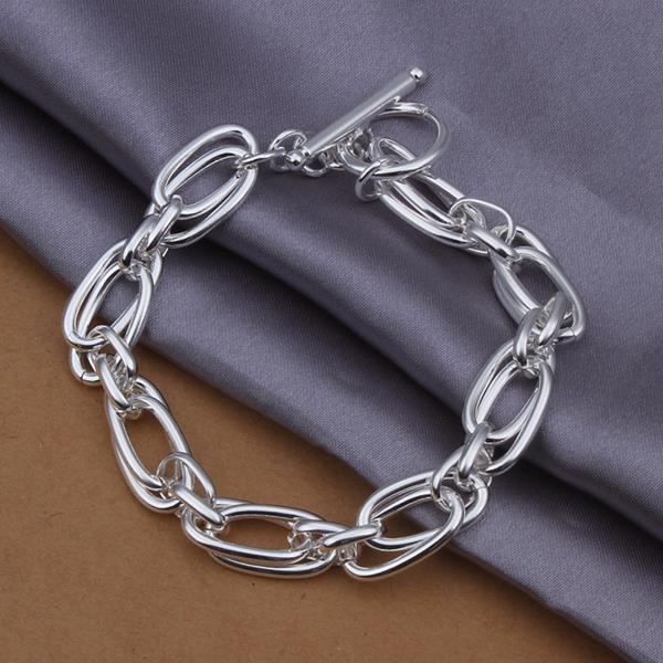 Lucky Silver - Silver Designer Double Oval Round Link Bracelet with Toggle Clasp - LOCAL STOCK - LSH320