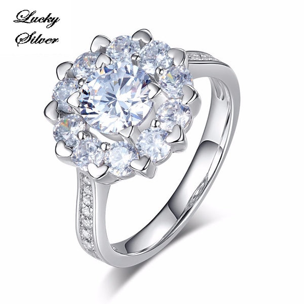 1 Carat Floral Halo Pave Solid 925 Sterling Silver Bridal Wedding Engagement Ring LS CFR8265