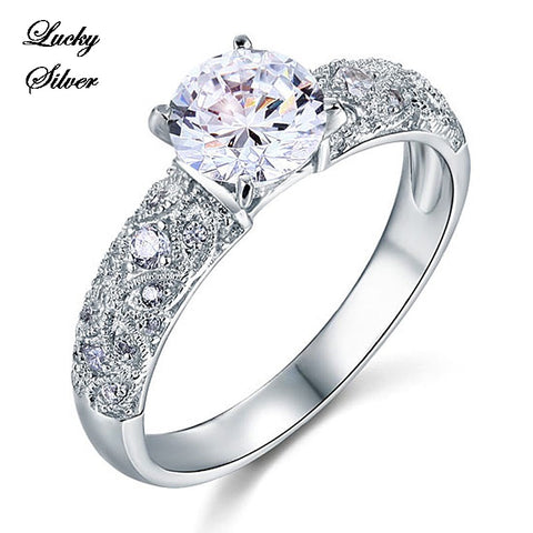 1 Carat Vintage Cut Solid 925 Sterling Silver Bridal Wedding Engagement Ring Set - LS CFR8108