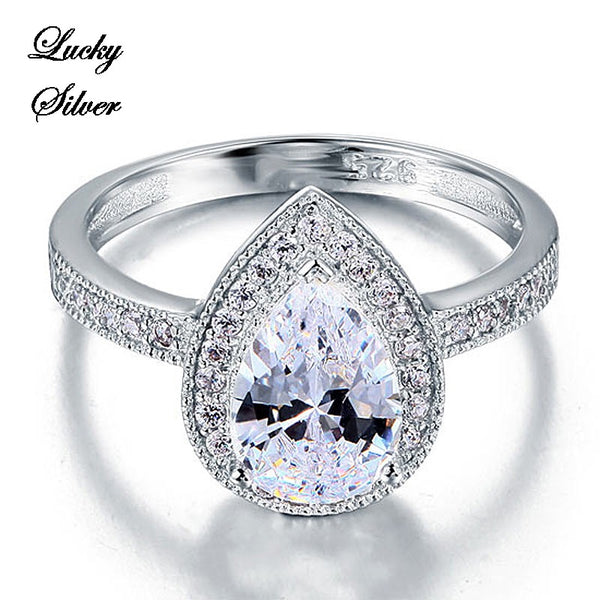 2 Carat Pear Cut Solid 925 Sterling Silver Bridal Wedding Engagement Ring LS CFR8097