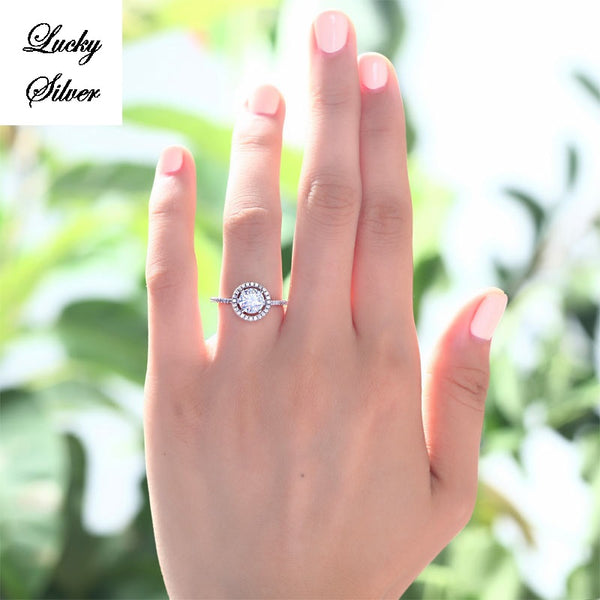 1.25 Carat Halo Solid 925 Sterling Silver Bridal Wedding Engagement Ring LS CFR8003