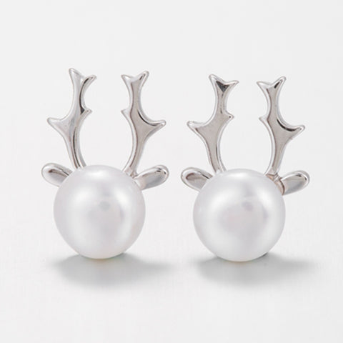 Silver Designer Reindeer Earrings