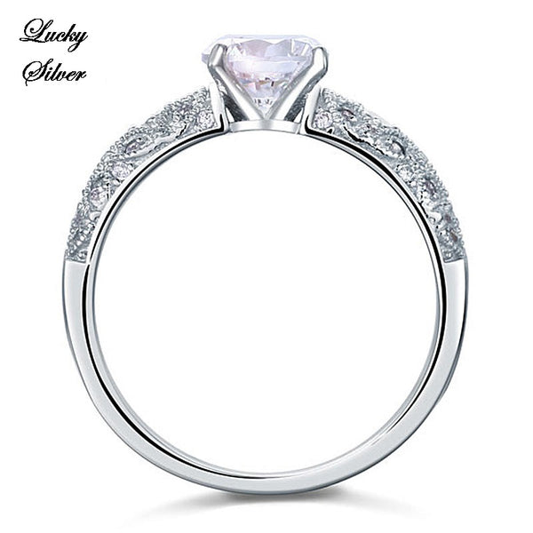 1 Carat Vintage Cut Solid 925 Sterling Silver Bridal Wedding Engagement Ring Set - LS CFR8108