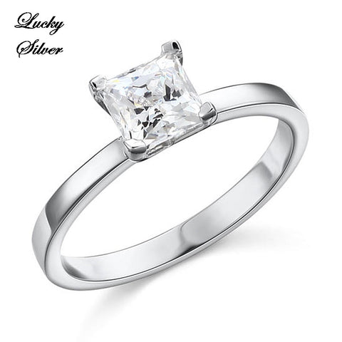 1 Carat Princess Cut Solid 925 Sterling Silver Bridal Wedding Engagement Ring Set - LS CFR8025