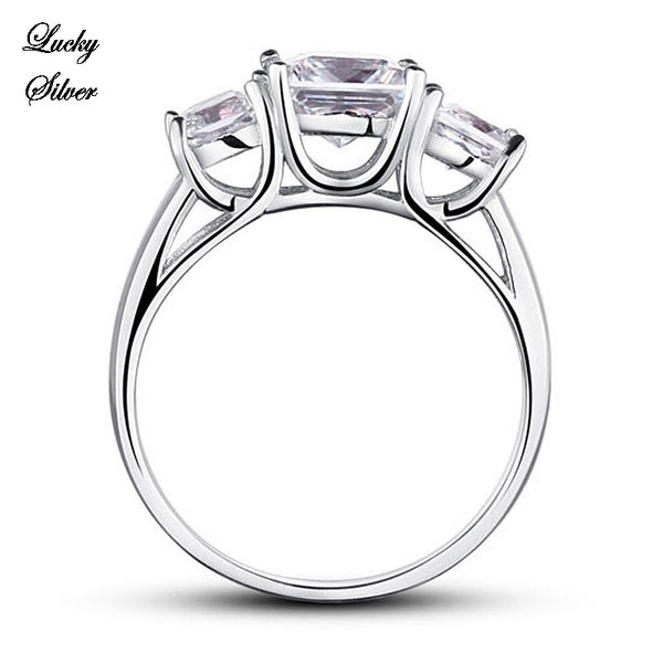 Three Stones 925 Sterling Silver Bridal Wedding Engagement Ring LS CFR8008