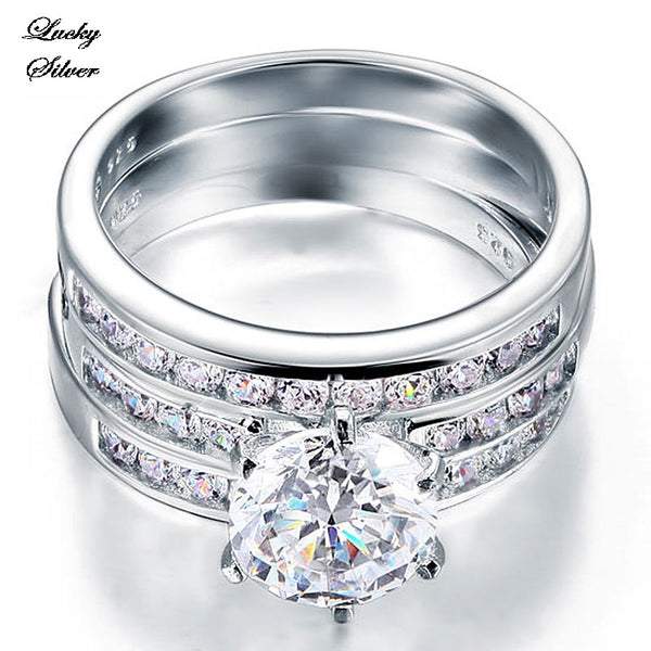 2 Carat Round Cut Solid 925 Sterling Silver Bridal Wedding Engagement Ring Set - LS CFR8101
