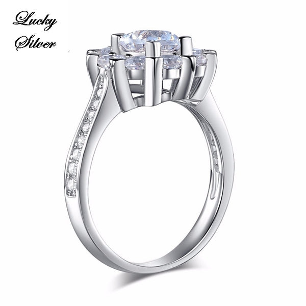 1 Carat Floral Halo Pave Solid 925 Sterling Silver Bridal Wedding Engagement Ring LS CFR8265