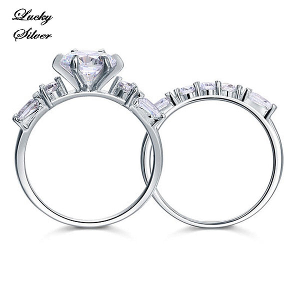 2 Carat Vintage Style Solid 925 Sterling Silver Bridal Wedding Engagement Ring Set - LS CFR8105