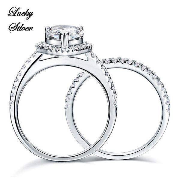 2 Carat Pear Solid 925 Sterling Silver Bridal Wedding Engagement Ring Set - LS CFR8224