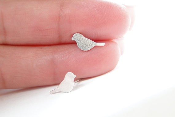 Silver Designer Bird Earrings
