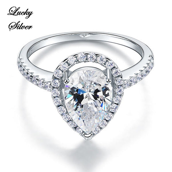 2 Carat Pear Cut Solid 925 Sterling Silver Bridal Wedding Engagement Ring LS CFR8221