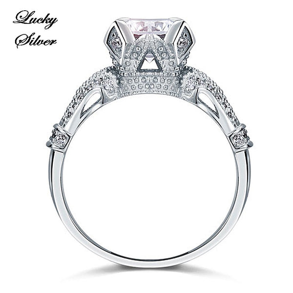 2 Carat Vintage Victorian Style Solid 925 Sterling Silver Bridal Wedding Engagement Ring LS CFR8088