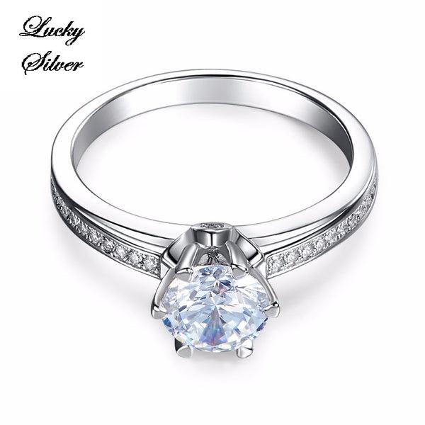 1.25 Carat 6 Claws Solid 925 Sterling Silver Bridal Wedding Engagement Ring Set - LS CFR8257