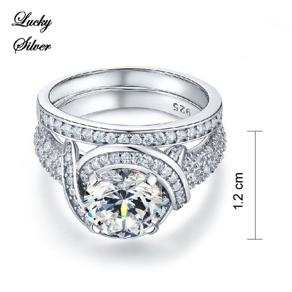 2 Carat Vintage Style Solid 925 Sterling Silver Bridal Wedding Engagement Ring Set - LS CFR8239