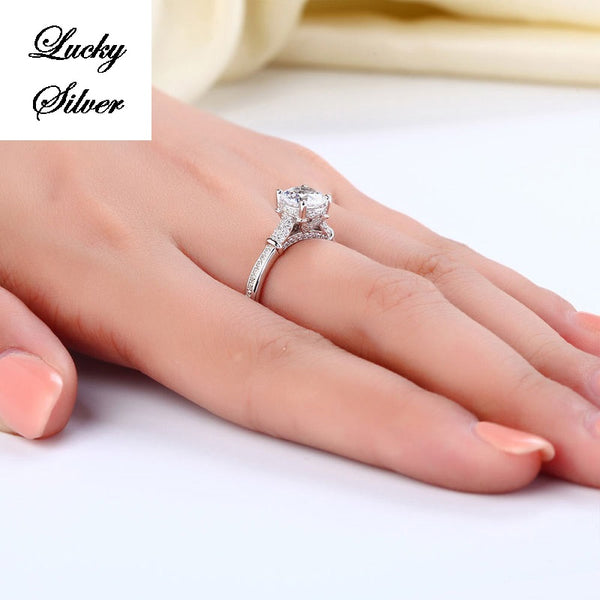 Solid 925 Sterling Silver Bridal Wedding Engagement Ring LS CFR8118