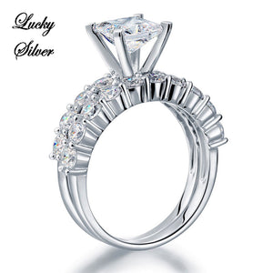Solid 925 Sterling Silver Bridal Wedding Engagement Ring Set - LS CFR8135
