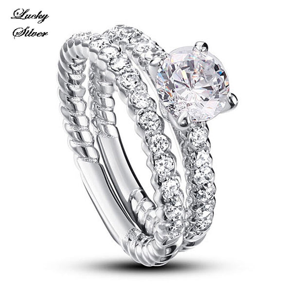 1 Carat Round Cut Solid 925 Sterling Silver Bridal Wedding Engagement Ring Set - LS CFR8010